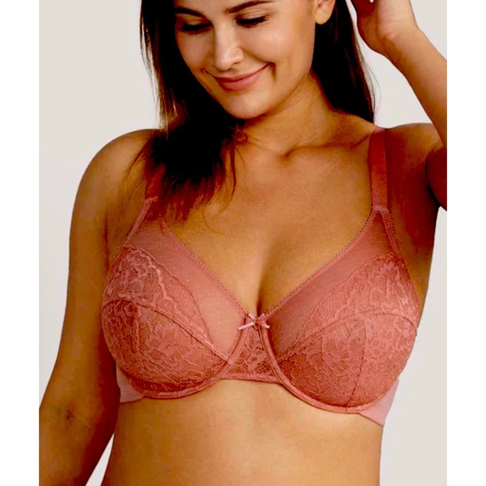 Enchante -Unlined Underwire Lace Minimizer Bra | HSIA Coral 44G NWT